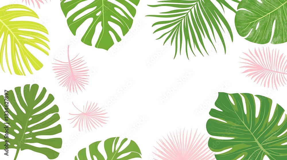Fototapeta premium Elegant botanical background featuring colorful tropical leaves decoration style
