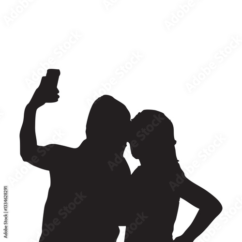 Black silhouette of a large urban crowd on the street, city people walking together.
