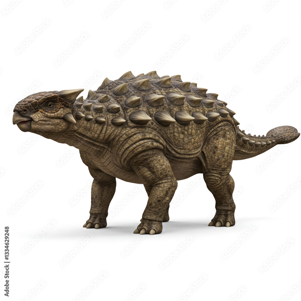 Fototapeta premium ankylosaur left side view isolated on white