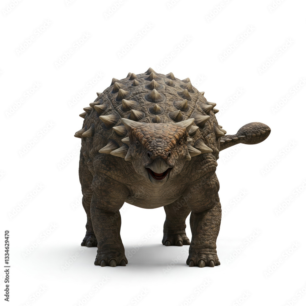 Fototapeta premium ankylosaur front view isolated on white 3d render