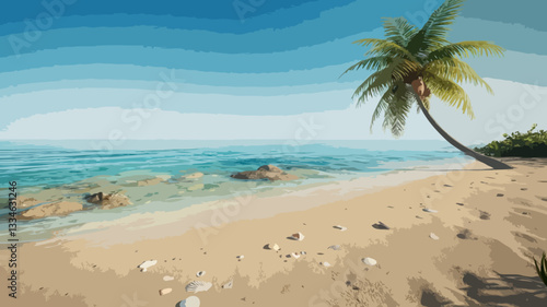 Sandy beach with shells