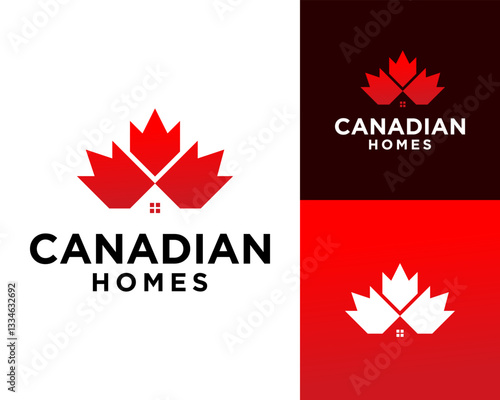 Logo design about real estate house and canadian maple.