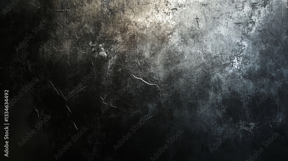 Fototapeta premium Dramatic textured background featuring a gradient from dark to light with distressed, scratchy surfaces, creating depth and visual interest
