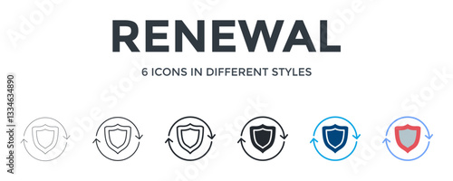 Renewal  Icon In Different Style Vector Illustration. Designed In Thin Line, Regular Line, Bold Line, Glyph, Color Fill, And Flat Style Can Be Used For Web
