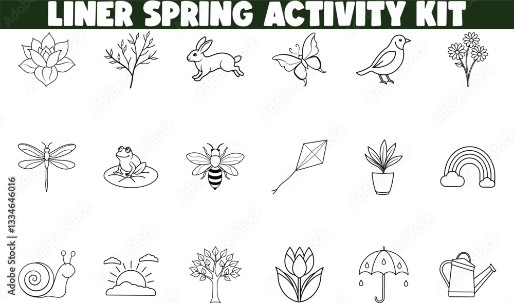 Obraz premium Spring Liner Art Activity Kit Nature, Animals, and Fun