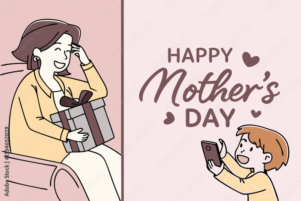 Fototapeta premium A heartwarming Mother's Day illustration
