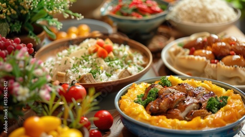 Wallpaper Mural Celebration of Flavors: A Diverse Array of Delicious Dishes for a Feast Torontodigital.ca