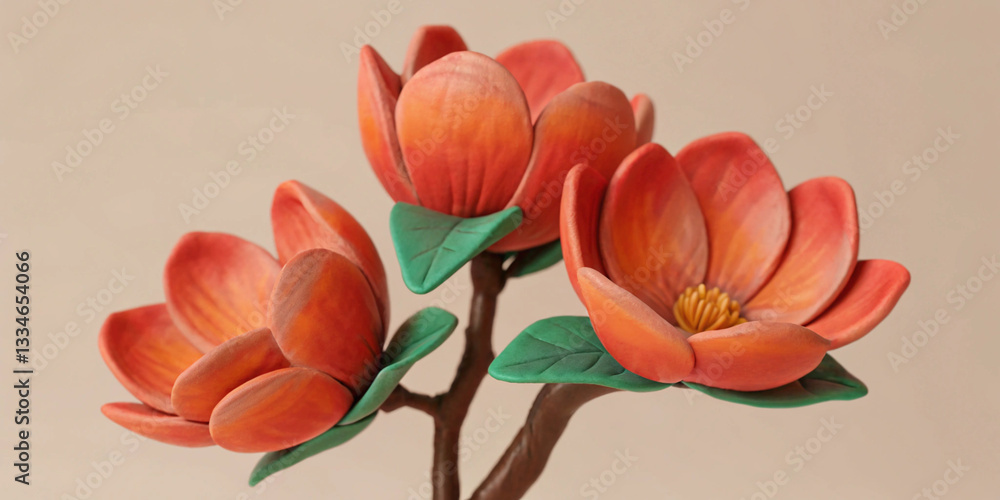 Obraz premium Title Pink Spring Magnolia Branch - 4K Ultra High-Quality Isolated on White