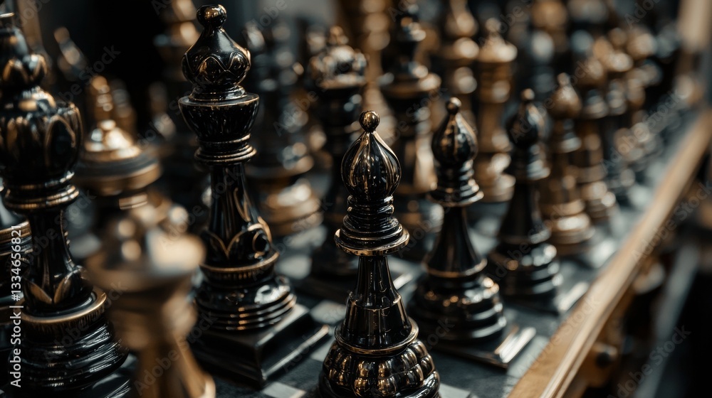 Chess pieces in an intense close-up perspective Chess pieces in an intense close-up perspective