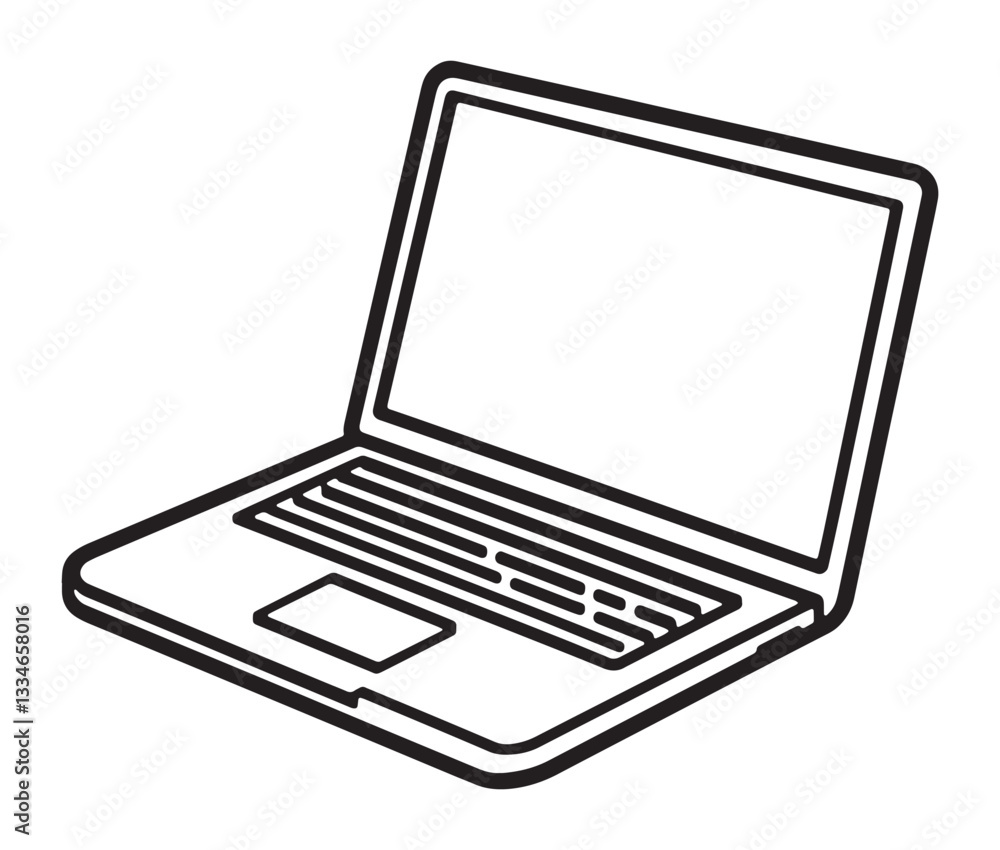 Laptop isolated on white background. Minimalist laptop icon, simple computer illustration. Open laptop drawing Laptop isolated on white background. Minimalist laptop icon, simple computer illustration. Open laptop drawing