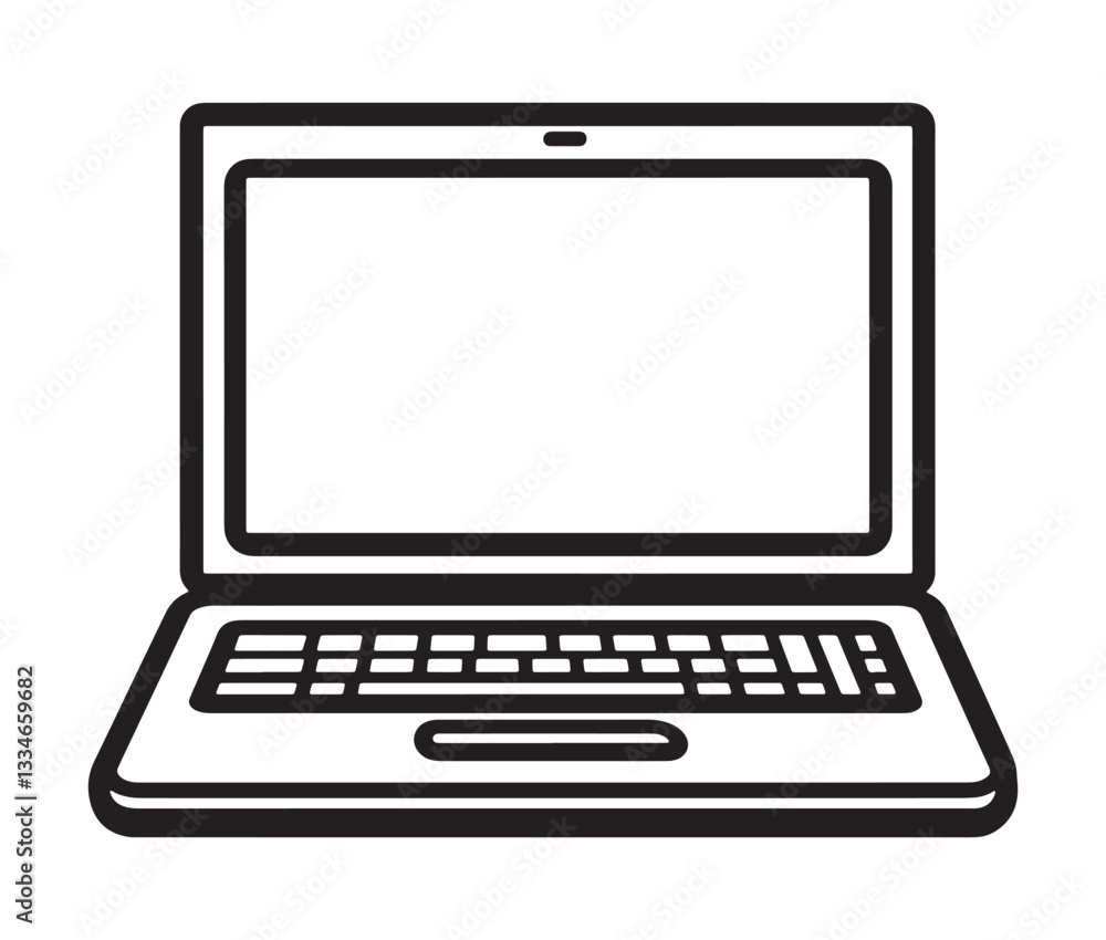 Laptop isolated on white background. Minimalist laptop icon, simple computer illustration. Open laptop drawing Laptop isolated on white background. Minimalist laptop icon, simple computer illustration. Open laptop drawing