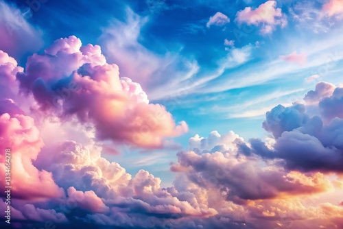 Soft Clouds, Gentle Shadows: Dreamy Sky Gradient Stock Photo