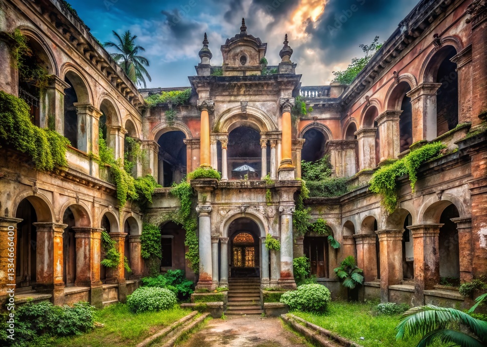 Fototapeta premium Sonargaon's Sadarbari Rajbari Palace: A Glimpse into Bangladesh's Architectural Heritage