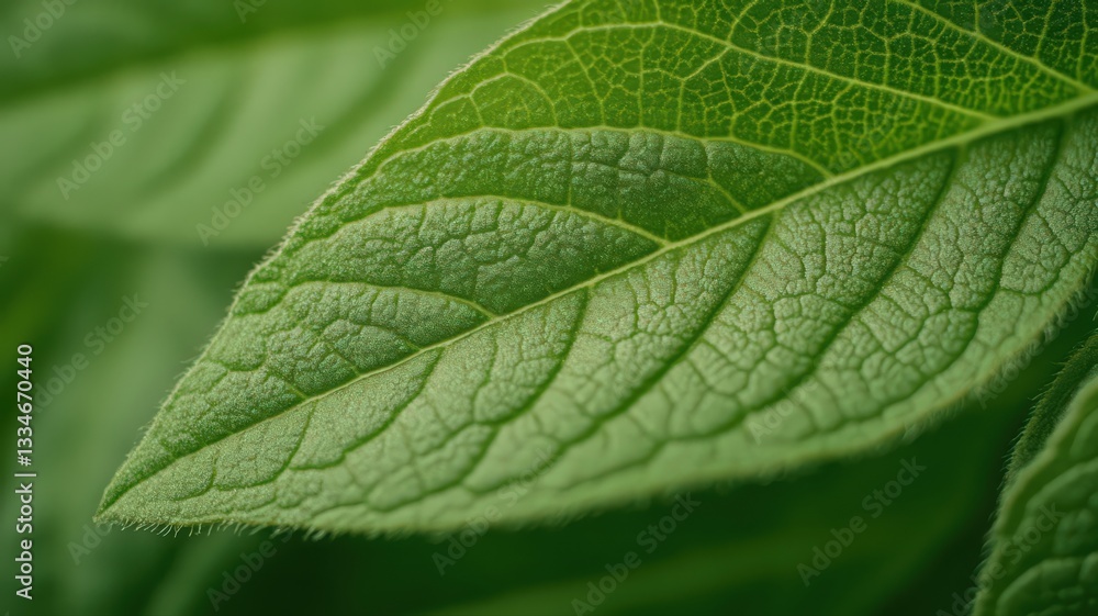 Close Up of Green Leaf with Detailed Veins and Sparkle Close Up of Green Leaf with Detailed Veins and Sparkle
