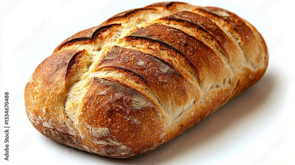 Fresh baked loaf of bread on white background Fresh baked loaf of bread on white background