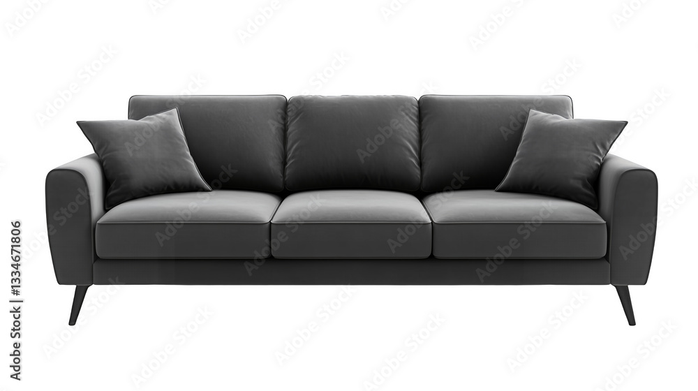 A modern sofa set with plush cushions and sleek arms isolated on a transparent background A modern sofa set with plush cushions and sleek arms isolated on a transparent background