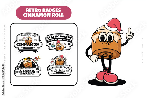 Set of Traditional Cinnamon Rolls Cartoon Illustration with Varied Poses and Expressions