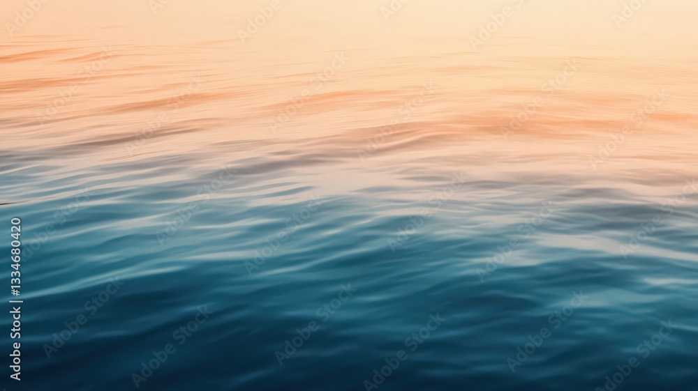 Fototapeta premium Serene Ocean Sunset: Blue and Orange Water Texture