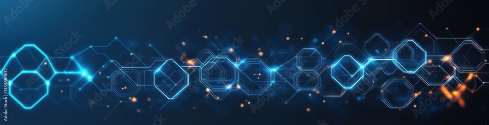 Futuristic Abstract Background with Glowing Blue Hexagons and Digital Lines for Technology Concept Futuristic Abstract Background with Glowing Blue Hexagons and Digital Lines for Technology Concept