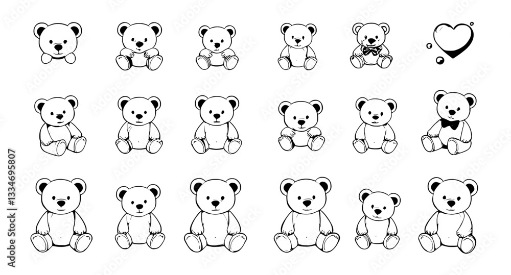 set of teddy bear icons vector set of teddy bear icons vector