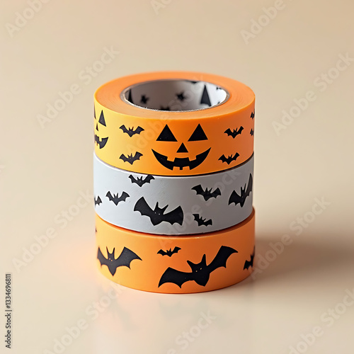 washi tape halloween themed bat and pumpkin
