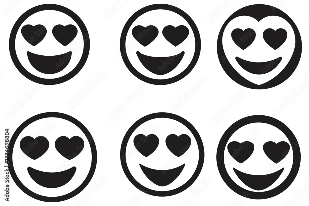 outline smiling face emoji silhouettes vector outline smiling face emoji silhouettes vector