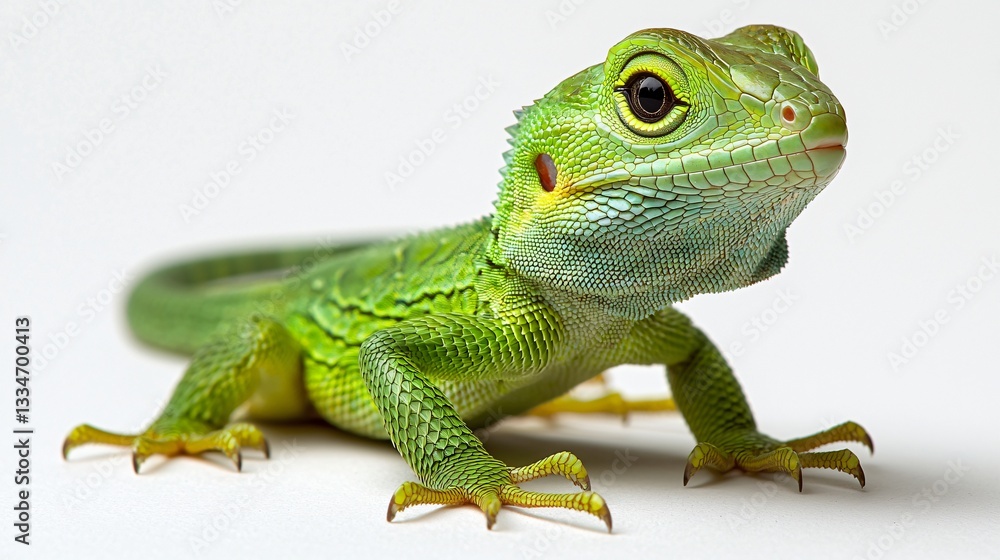 Fototapeta premium Green Lizard Close-up Studio Shot