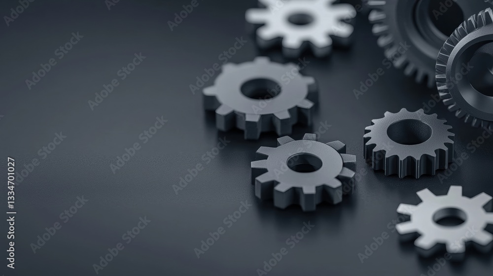 A collection of industrial gears in various sizes and orientations. A collection of industrial gears in various sizes and orientations.