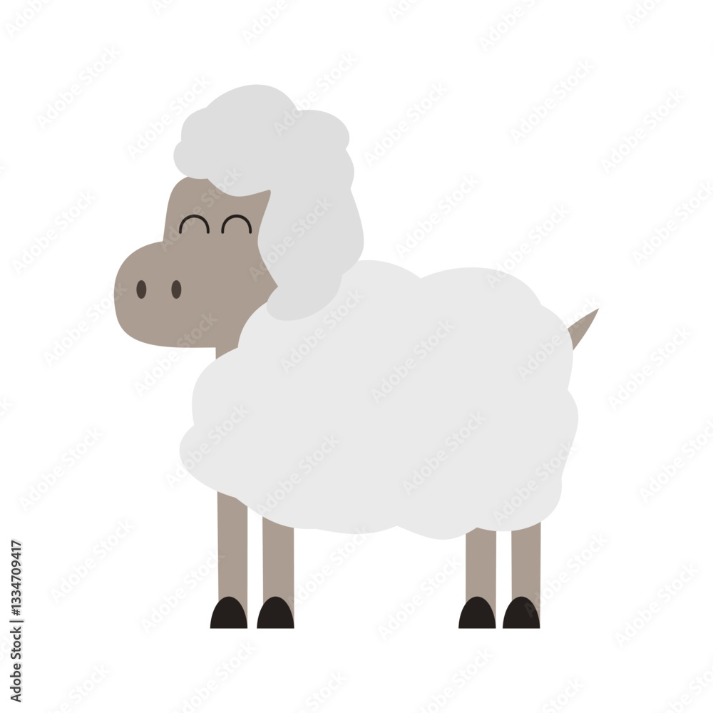 Obraz premium Cute sheep vector illustration. Adorable farm animal artwork for kids, nursery prints, and stickers