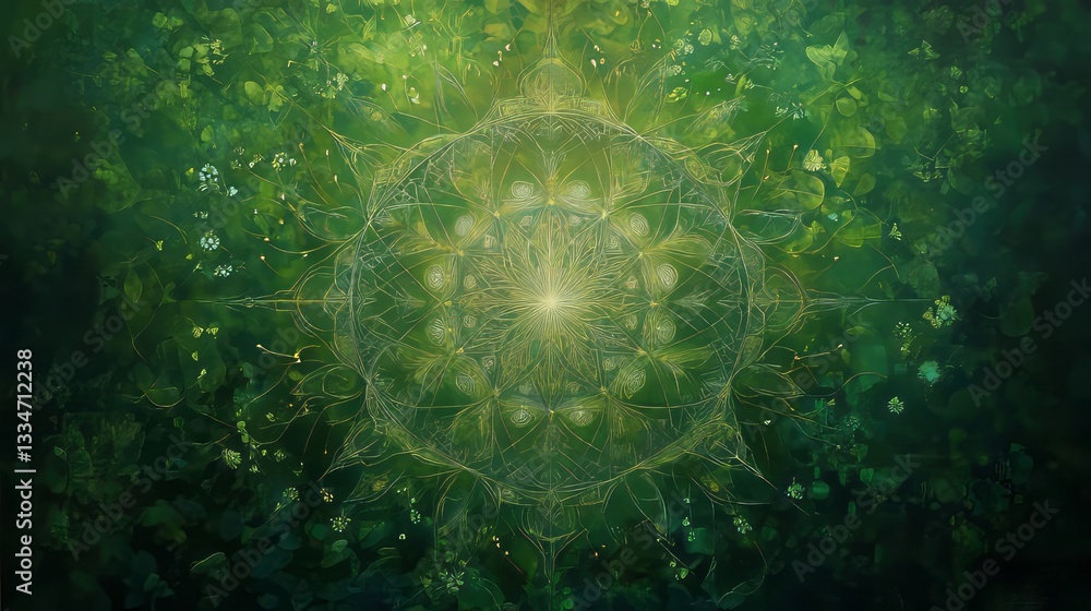 a mandala illustration with a green, organic pattern, reminiscent of nature. a mandala illustration with a green, organic pattern, reminiscent of nature.