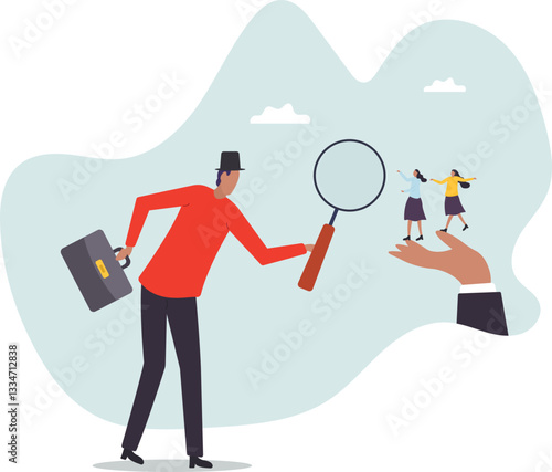 Analyze candidate, employee performance review, evaluation or analysis, choose recruitment applicants, staff or finding right person for job .character for design