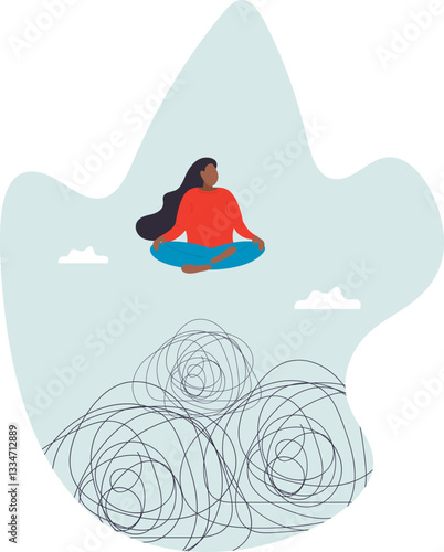 Stress management, meditation or relaxation to reduce anxiety, control emotion during problem solving or frustration work.character for design