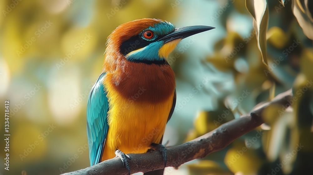 Obraz premium close up of bird is sitting on the bench in the nature, bird in the nature