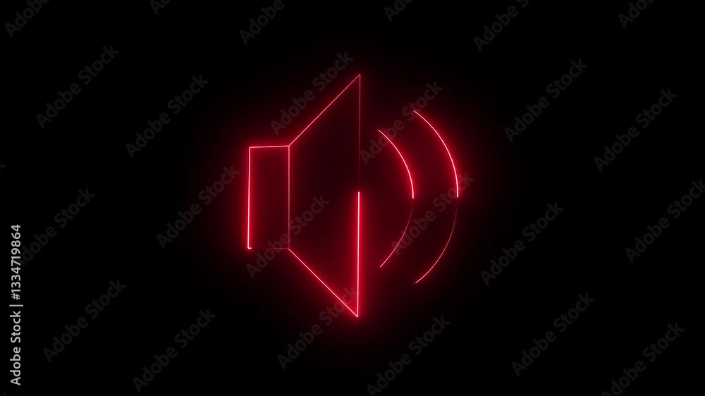 Abstract glowing speaker icon animation on black background. 4k speaker icon animation. Abstract glowing speaker icon animation on black background. 4k speaker icon animation.