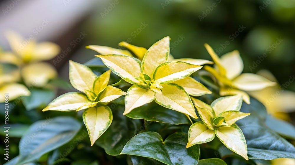 Obraz premium Vibrant Yellow and Green Variegated Leaves Close Up