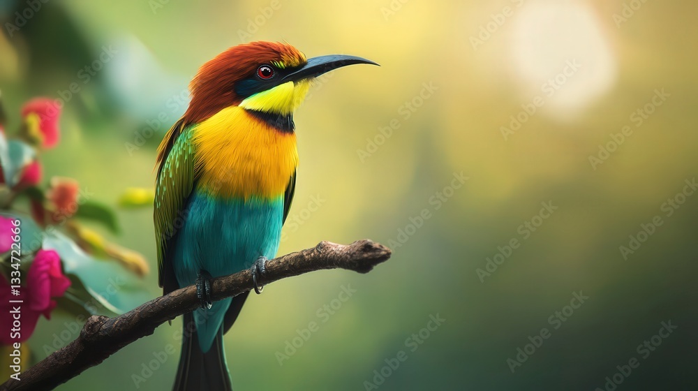 Obraz premium close up of bird is sitting on the bench in the nature, bird in the nature