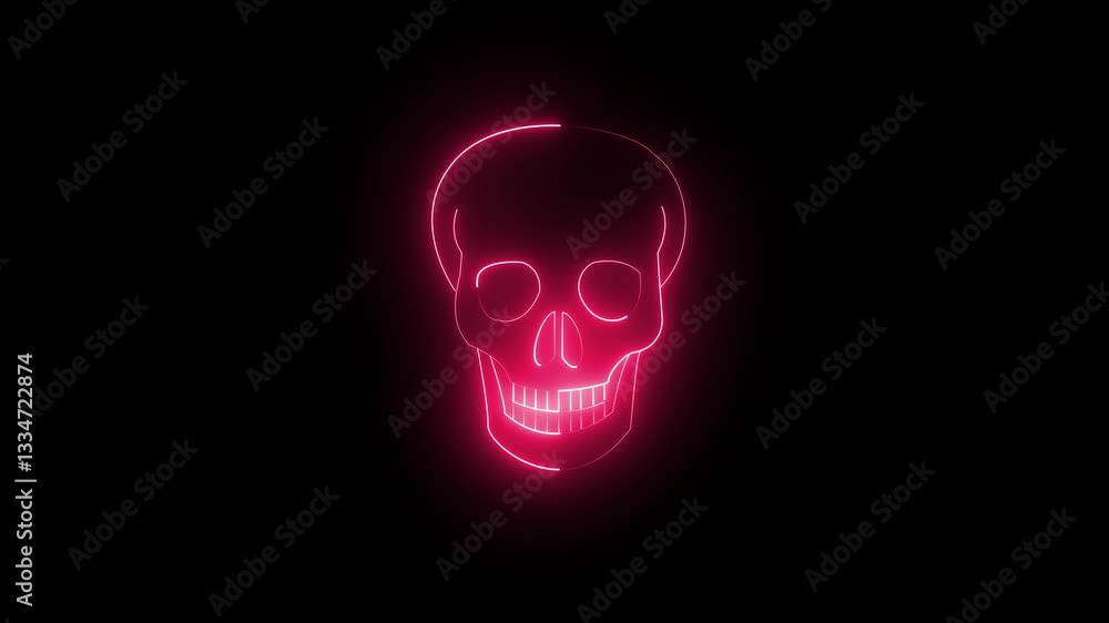 Abstract glowing bright skeleton icon animation on black background. 4k skeleton icon animation. Abstract glowing bright skeleton icon animation on black background. 4k skeleton icon animation.