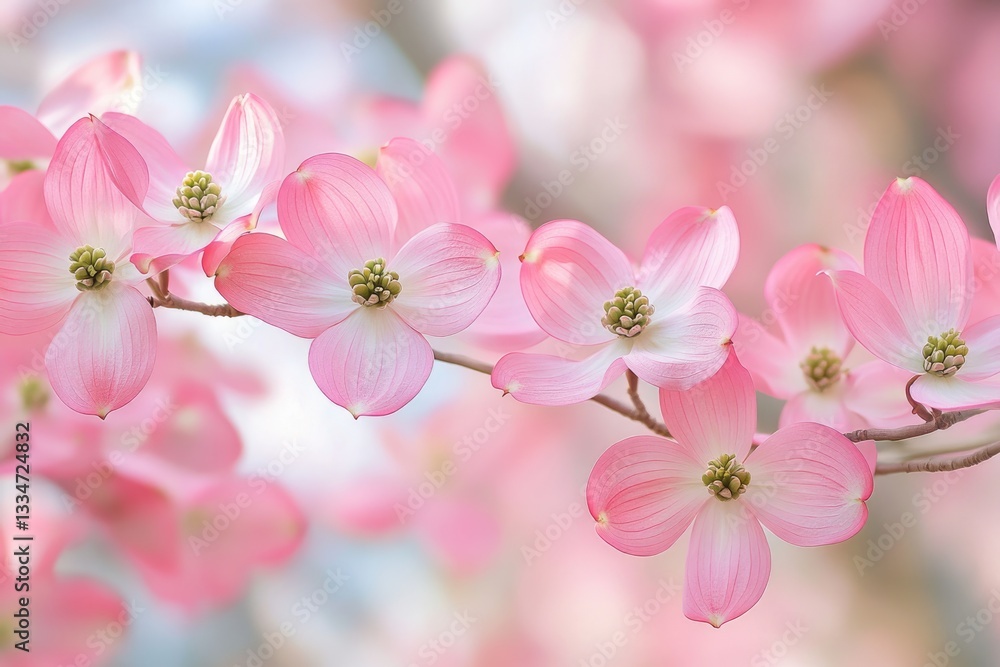 Obraz premium Springtime Pink Dogwood Blossoms in Salem, Oregon: A Beautiful Natural Display of Floral Beauty