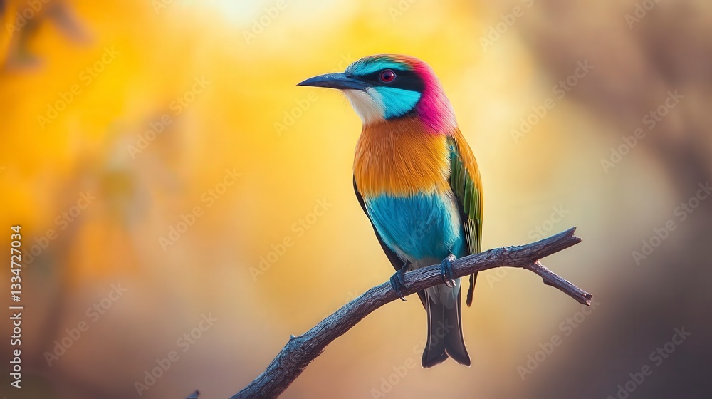 Obraz premium close up of bird is sitting on the bench in the nature, bird in the nature