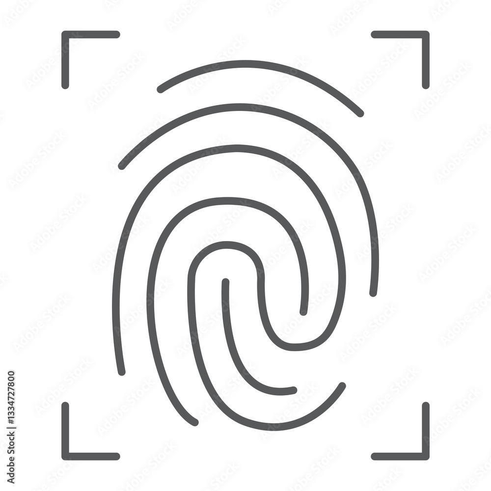 Fingerprint scanner line icon, security and identification, fingerprint vector icon, vector graphics, editable stroke outline sign, eps 10. Fingerprint scanner line icon, security and identification, fingerprint vector icon, vector graphics, editable stroke outline sign, eps 10.