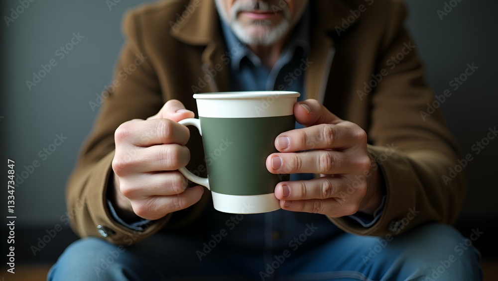 Poor tired depressed hungry homeless man holds a paper mug in his hands. Help and money. Nostalgia and hope concept. concept as A somber depiction of a tired homeless man holding a paper mug represent Poor tired depressed hungry homeless man holds a paper mug in his hands. Help and money. Nostalgia and hope concept. concept as A somber depiction of a tired homeless man holding a paper mug represent