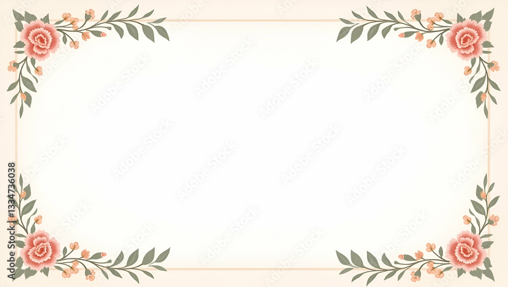 custom made wallpaper toronto digitalSophisticated Floral Design: Elegant Wedding Invitation Concept with Ample Copy Space and Minimalist Floral Border on the Left Side for Stunning Photo Stock Presentation
