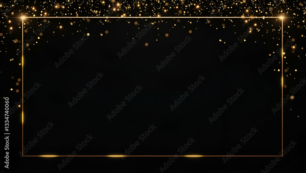 Obraz premium Minimalist black and gold New Year border frame with elegant copy space concept as Sleek black and gold design providing elegant space for New Year text and wishes in Photo Stock Concept and empty 