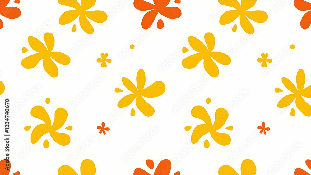 Obraz premium Vibrant Buttercups: Dynamic Abstract Seamless Pattern on White Background for Modern Art - Perfect for Photo Stock with Empty Space on the Left Side