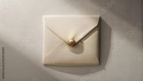 Minimalist beige envelope with wax seal for branding design