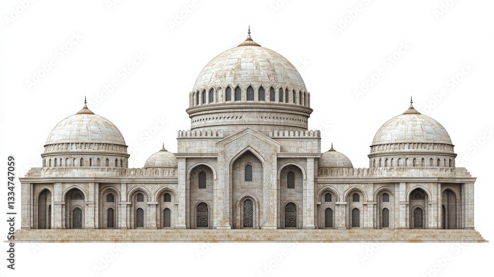 Obraz premium Detailed Architectural Illustration of a Majestic Historical Building with Domes and Arches