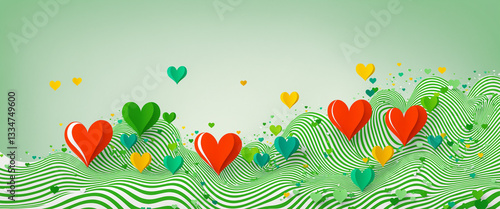 green striped wave pattern ...
