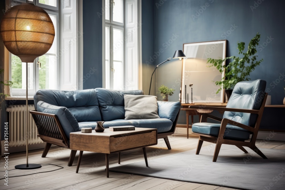 Fototapeta premium Modern living room interior with stylish comfortable sofa. Beautiful and large living room interior.Home Decor Concept with Copy Space. Real Estate Concept. Hotel Concept
