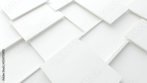 Wallpaper Mural Assemble Angled Trapezoids with Reflective Edges to Create High-Tech Layered Tile Synergy for Brand Marketing in Photo Stock Concepts with Pristine White Planes Torontodigital.ca