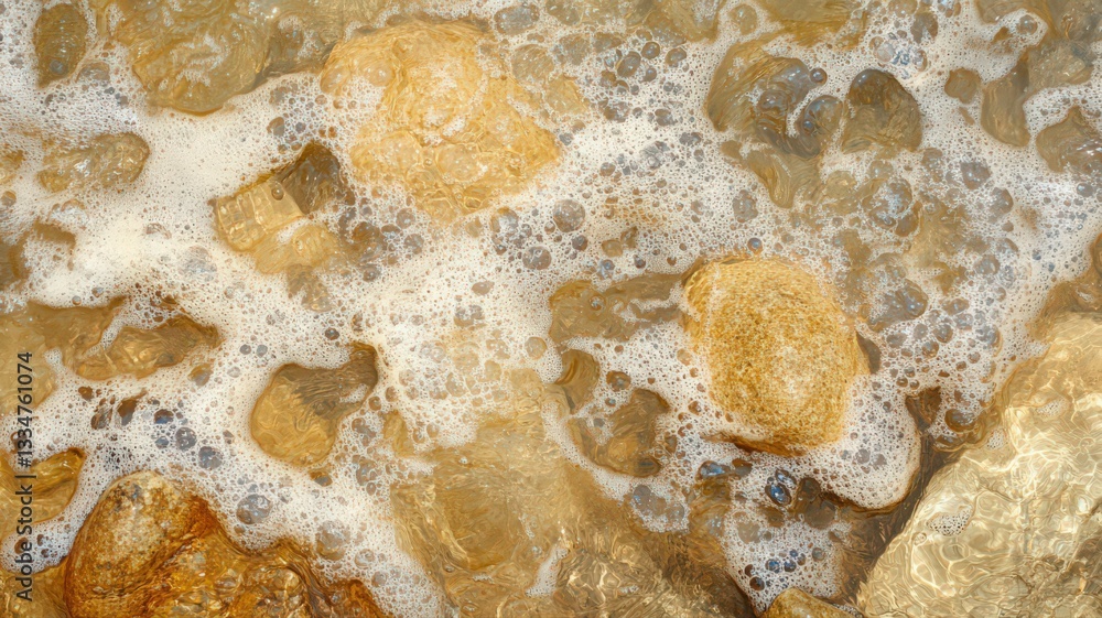 Golden Rocks and White Ocean Waves Golden Rocks and White Ocean Waves